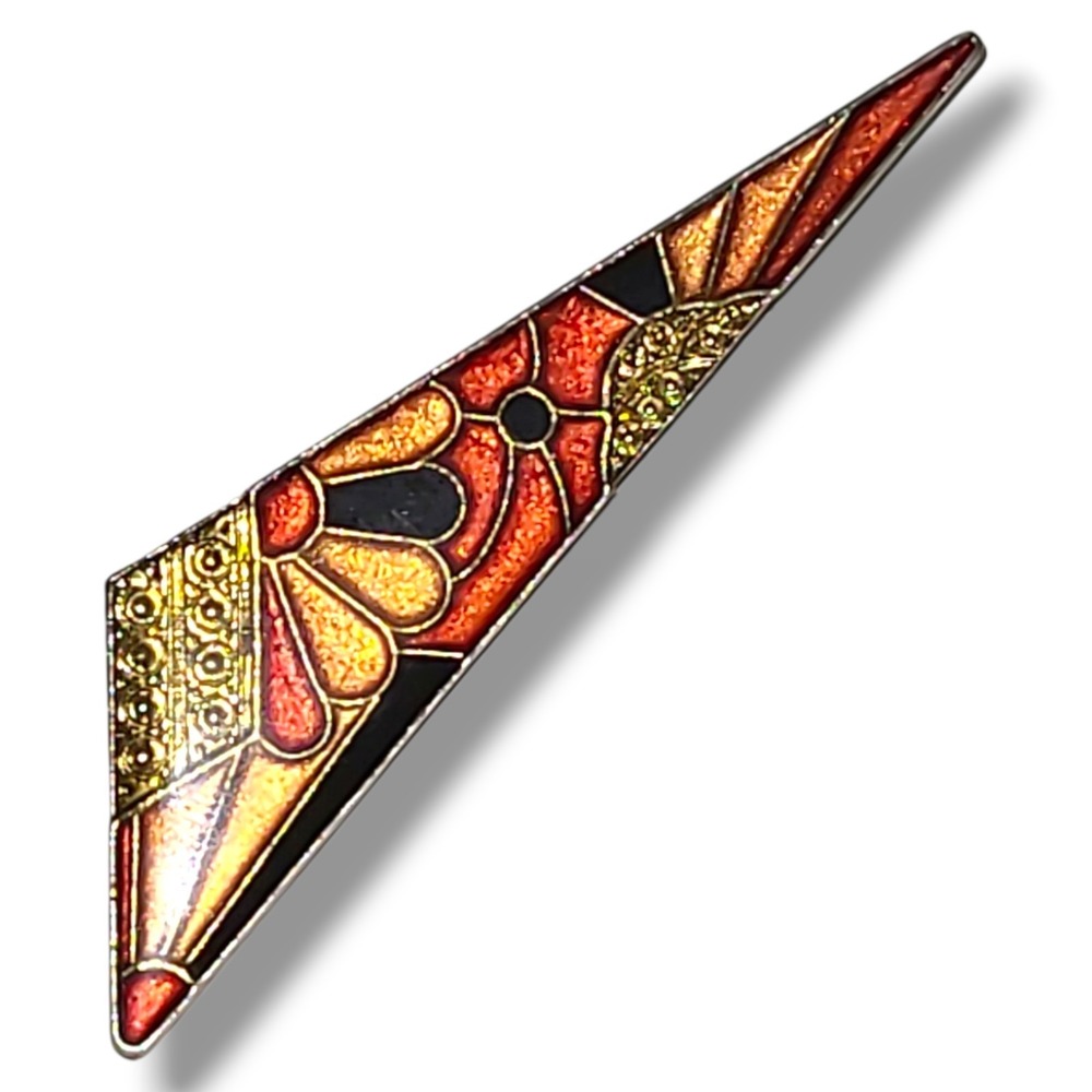Vintage Pierre Bex Design Art Deco Style Brooch Pin Triangle